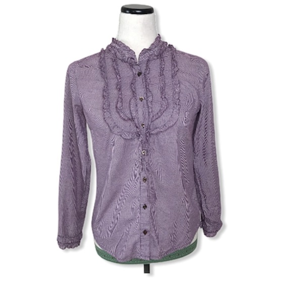 J. Crew Tops - J. Crew tuxedo ruffle button up blouse